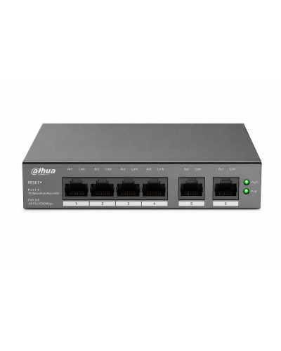 Коммутатор сетевой PoE DAHUA 34 160 DH-CS4006-4GT-60 (2xUpLink 1Gb/s, 4xPoE 1Gb/s. 12 Gbps) 60W
